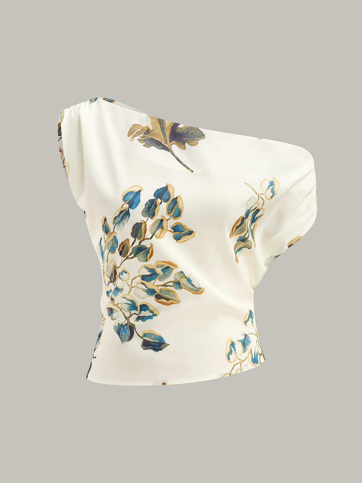 One-Shoulder Floral-Patterned Top