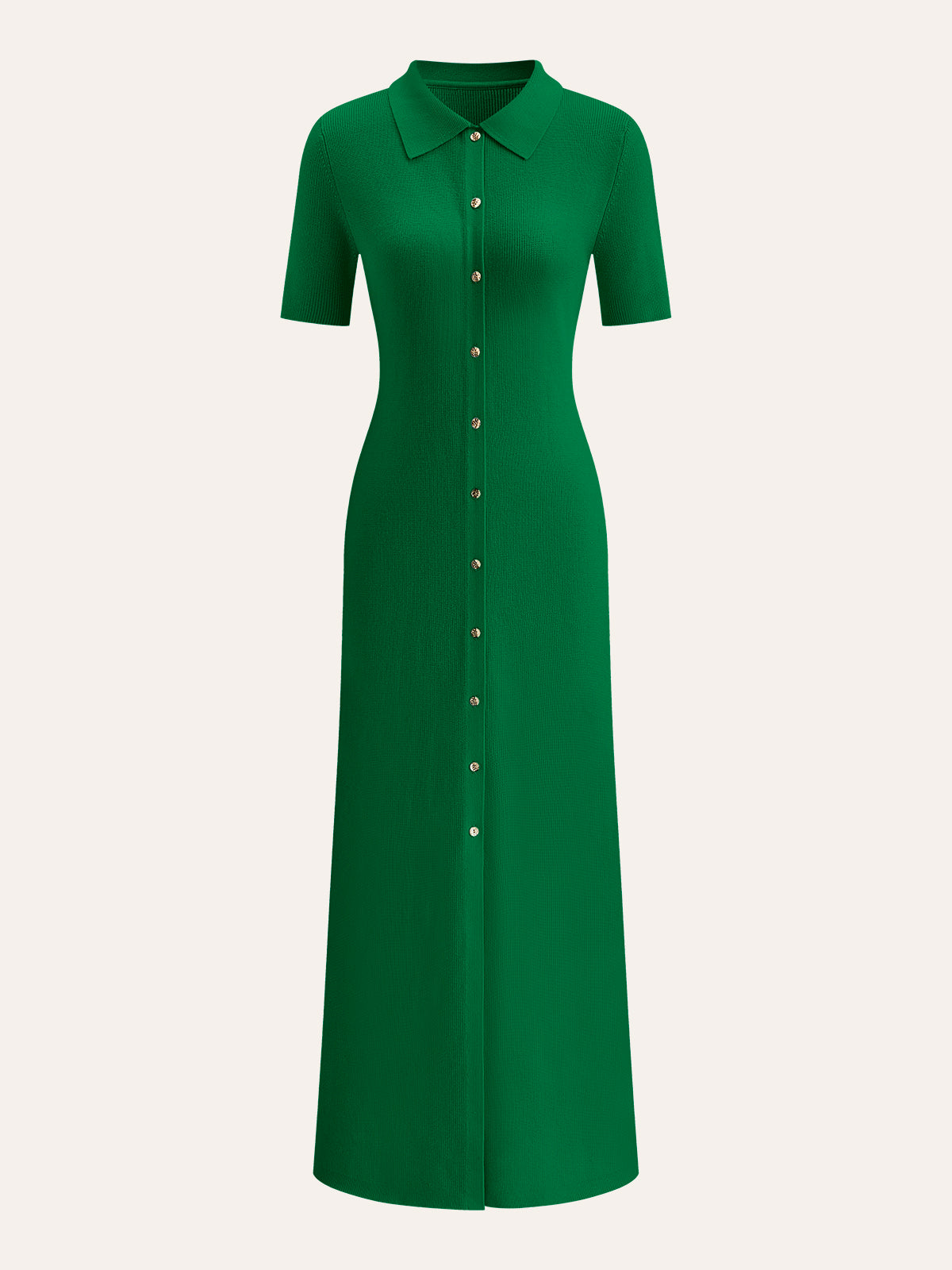 Metal Button Collar Midi Dress
