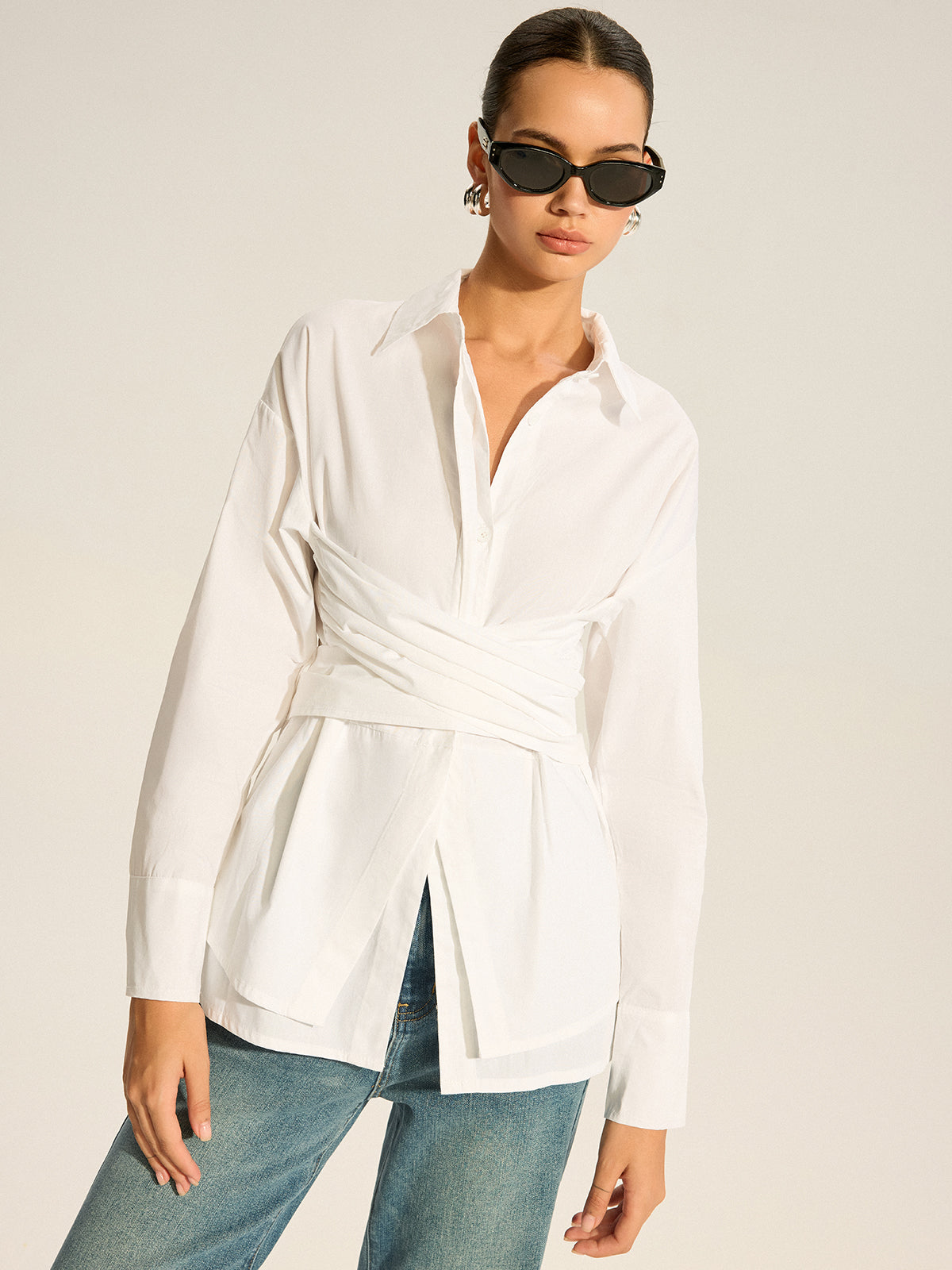 Back Bow Long-Sleeve Shirt