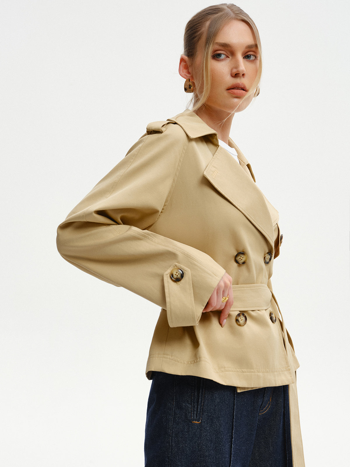 Double-Breasted Belted Trench Coat
