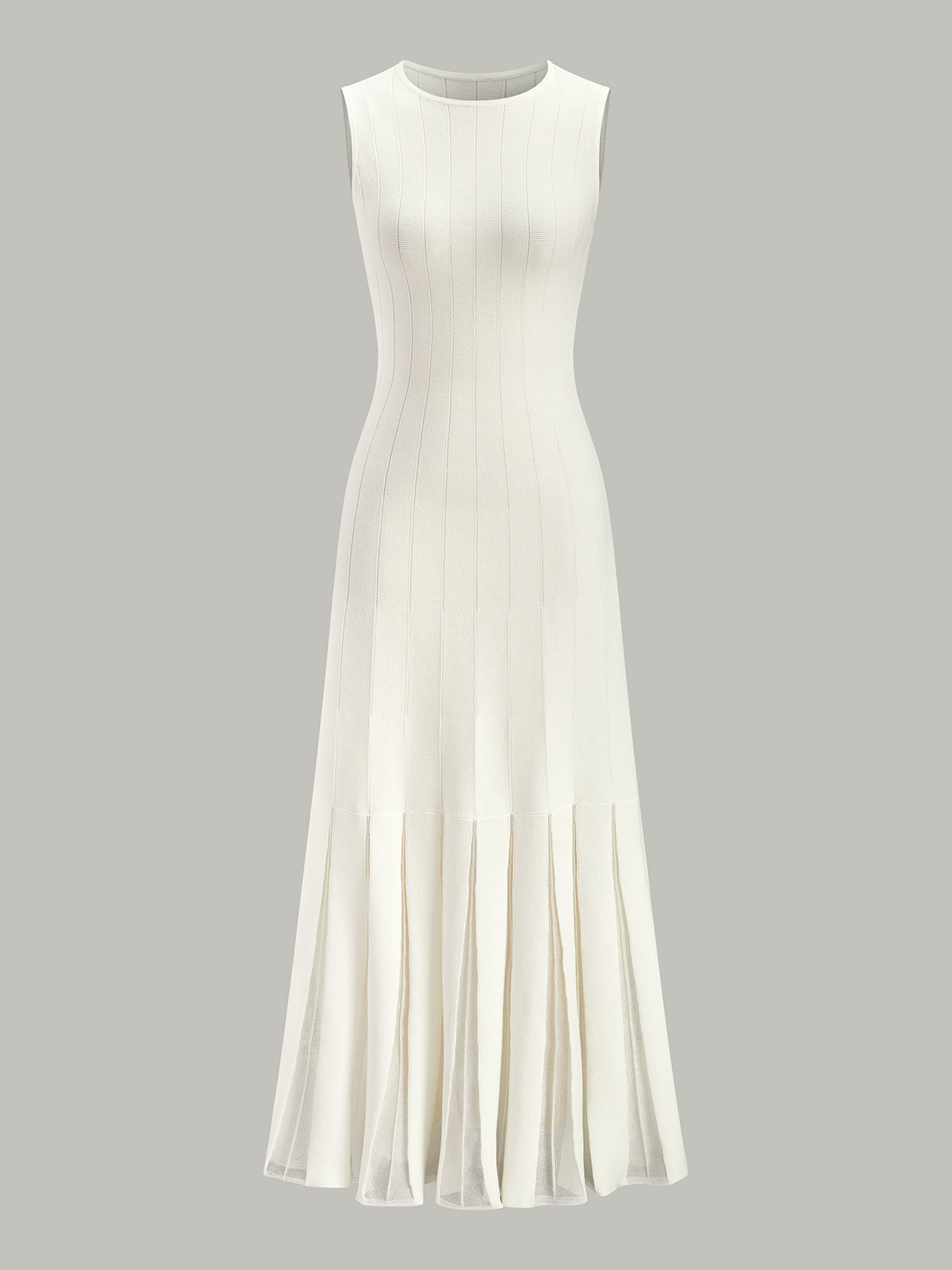Semi-Sheer Mesh Flared Dress Without Belt