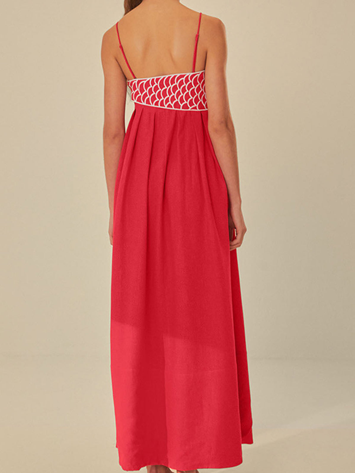 Embroidered Fish Semi-Sheer Cami Dress