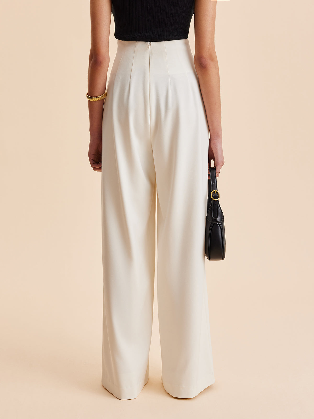 Embellished High-Waist Wide-Leg Pants