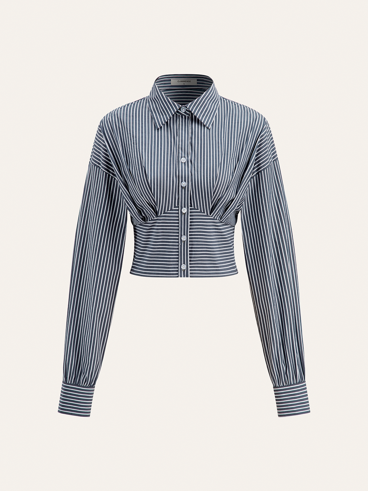 Striped Cinched Waist Cropped Shirt