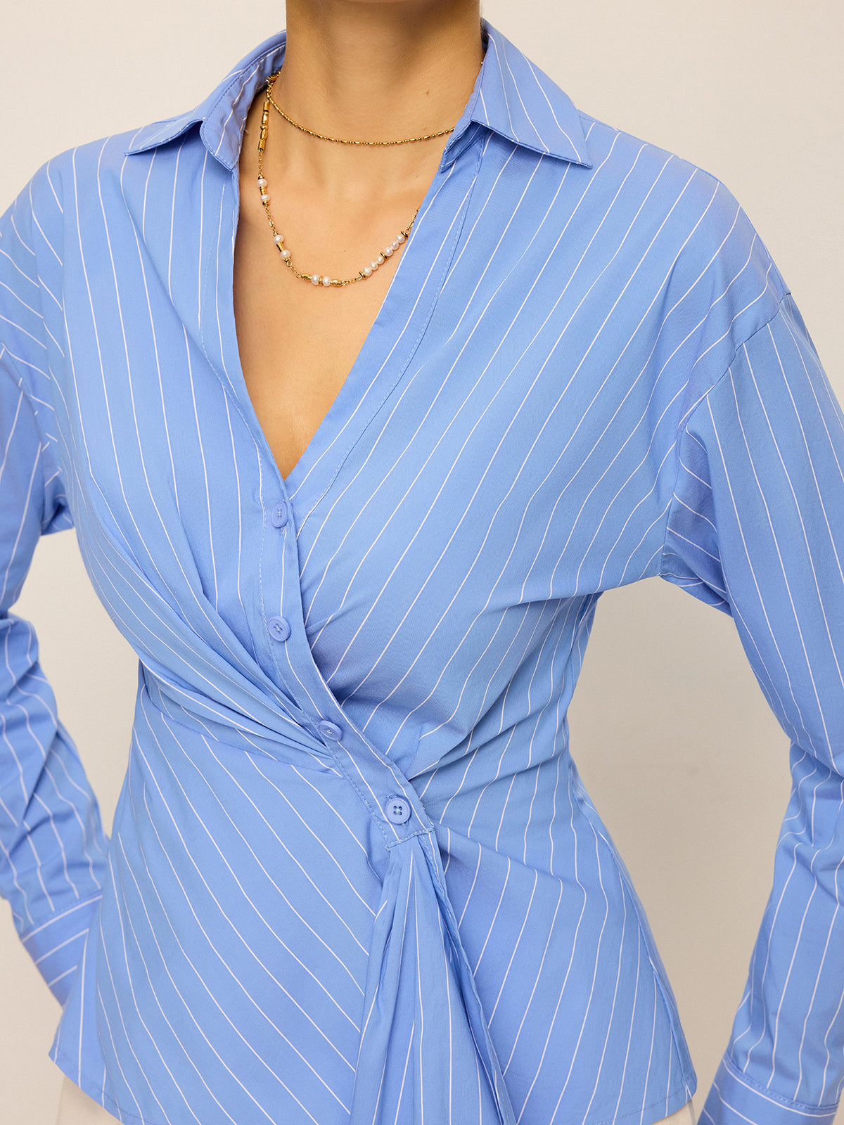 Striped Asymmetric Long Sleeve Shirt