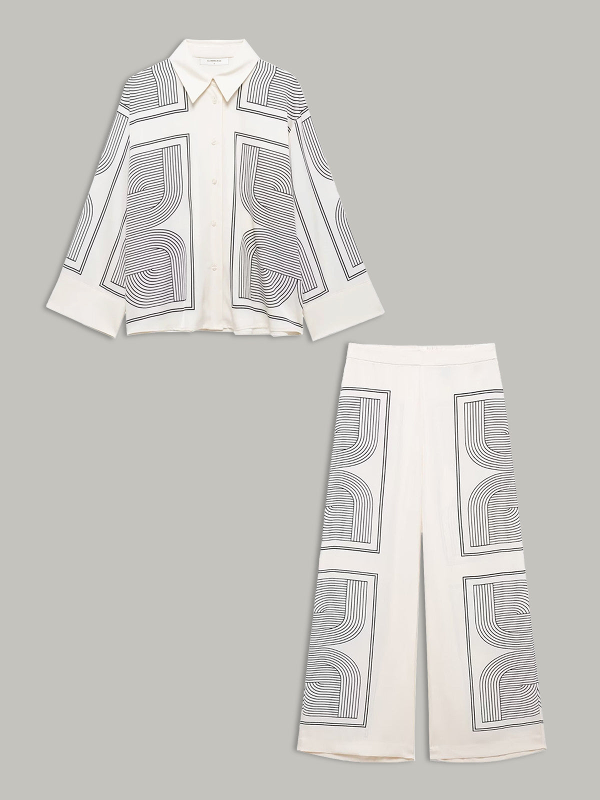 Geometrical Print Lapel Shirt