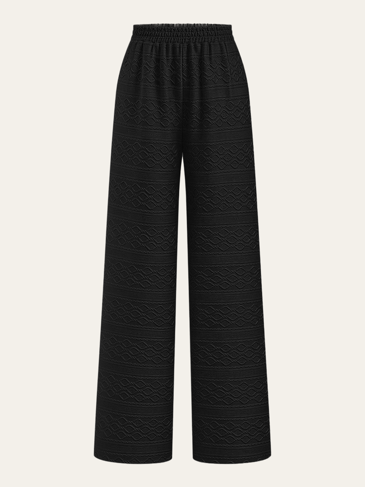 Textured Wide-Leg Pants with Elastic Waist