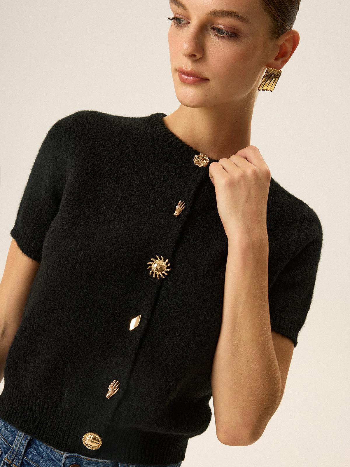 Metal Detail Knit Cardigan