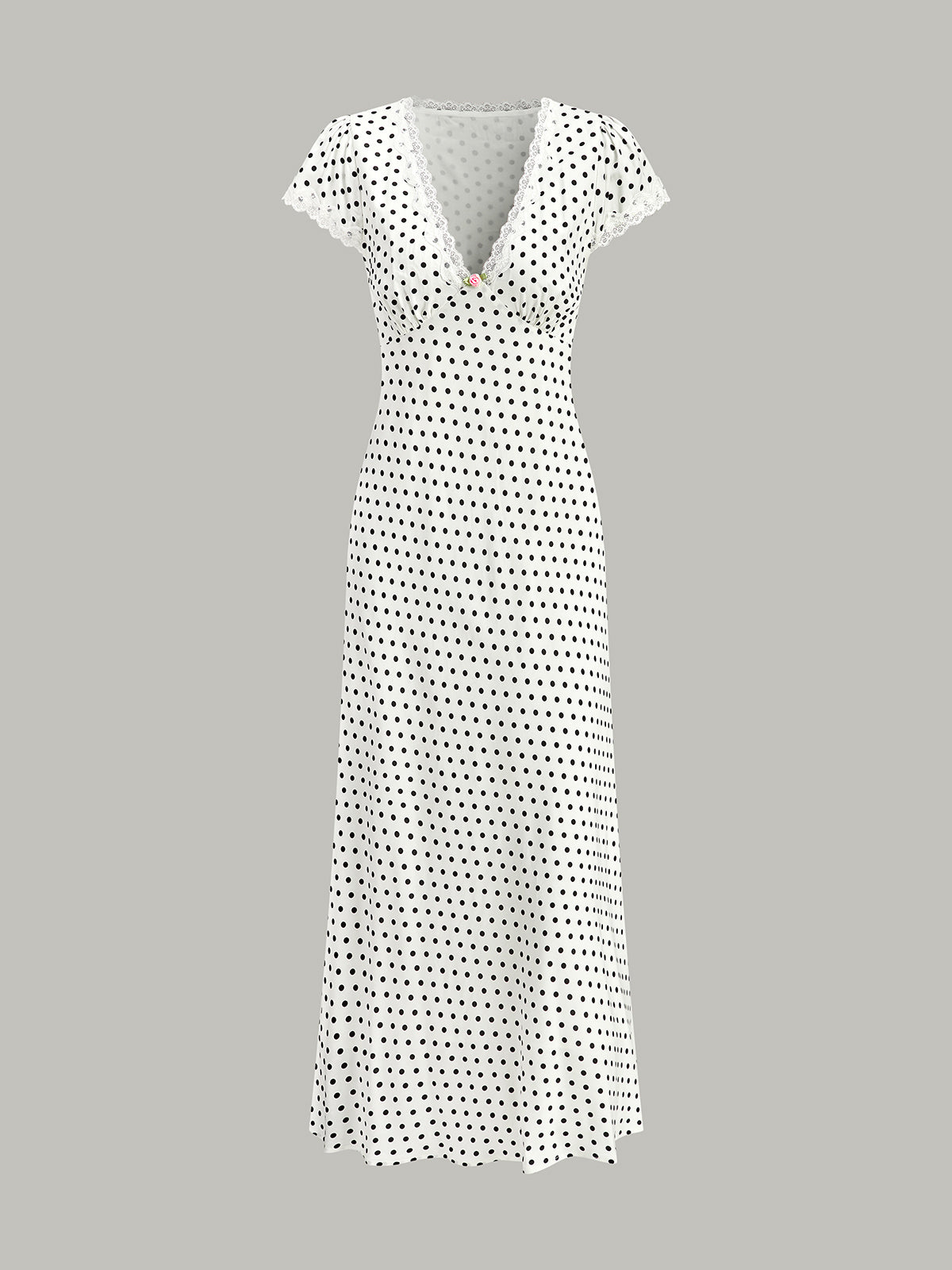 Polka Dot Lace-Trim Dress