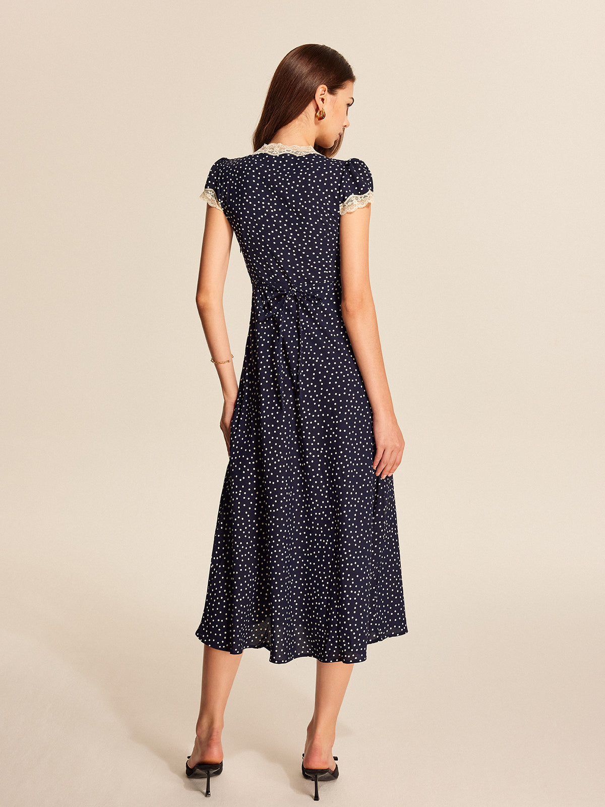 Polka Dot Lace-Trim Dress